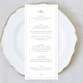 Menú Boda Elegante Monograma Verde Sage Enmarcado