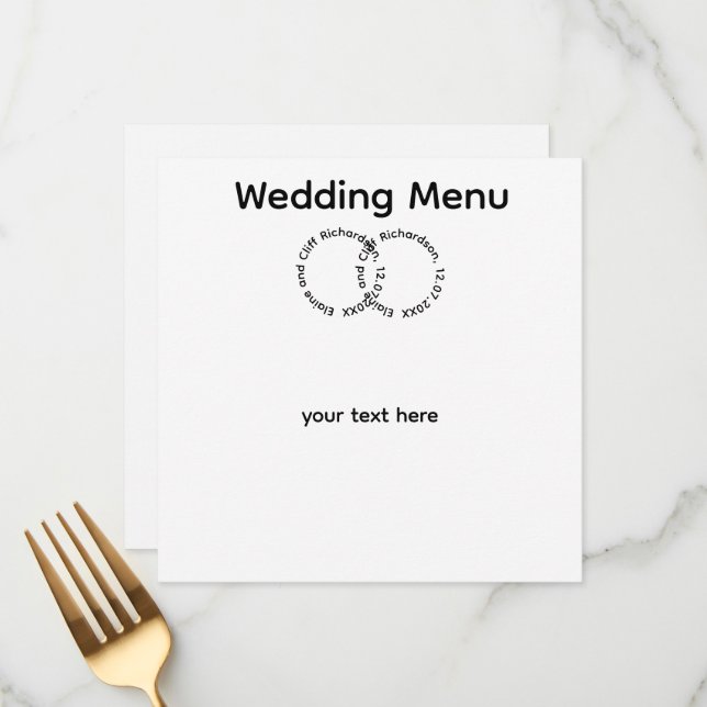 Menú Boda elegante, nombres,  (Anverso/Reverso In Situ)