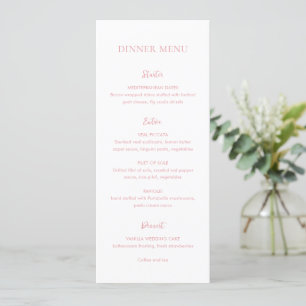 Menú Boda elegante rosa limpia