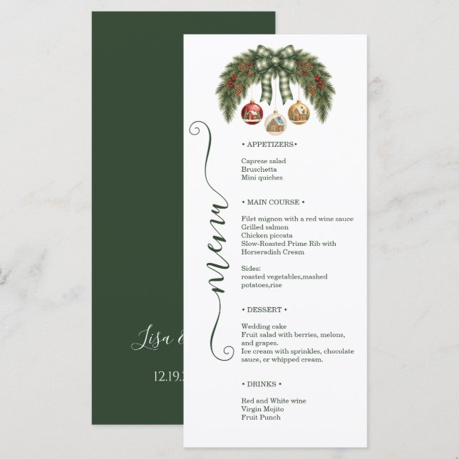 Menú Boda elegante rústica de vacaciones (Anverso / Reverso)