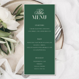Menú Boda Elegante Verde Dinero Antiguo