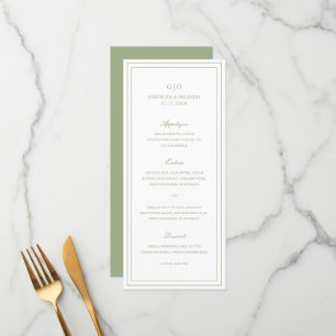 Menú Boda elegante verde salvia clásico