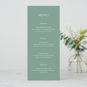 Menú Boda elegante verde silenciada simple
