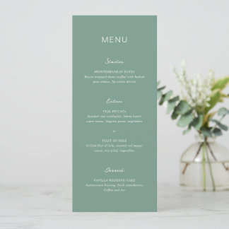 Menú Boda elegante verde silenciada simple