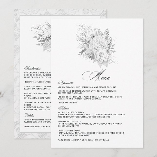 Menú Boda Elegante Vintage (Anverso / Reverso)