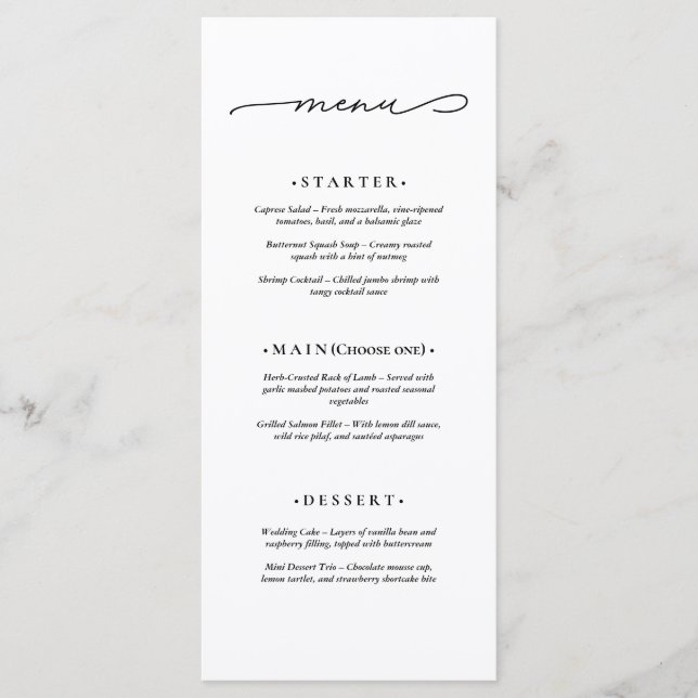 Menú Boda elegante y moderna (Anverso)