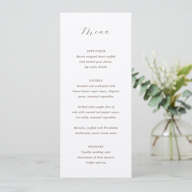 Menú Boda elegante y neutral tradicional con toques ter (Anverso de pie)
