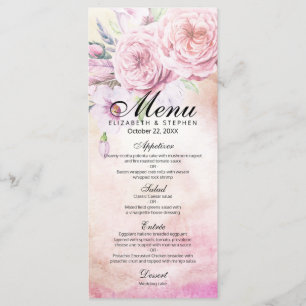 Menú boda Elegantes plumas acuáticas florales