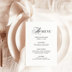 Menú Boda en Blanco y Negro Luxe Clásico