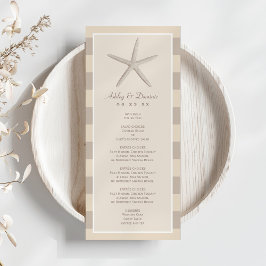 Menú Boda en la playa de estrella de mar beige neutro