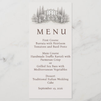 Menú Boda en Villa Italiana Elegante en Acuarela