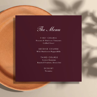 Menú Boda en Villa Toscana con Letra Burgundy