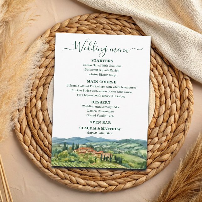 Menú Boda en viñedo italiano elegante (Subido por el creador)