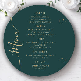 Menú Boda espacial Mystical Green Gold Sun Moon Stars