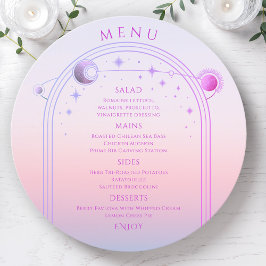 Menú Boda espacial Mystical Sunset Pink Sun Moon Stars