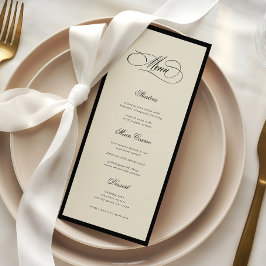 Menú Boda estética de dinero antiguo marfil y negro ret