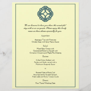 Menú Boda Eternity Knot verde azulado