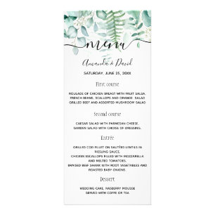 Menú boda eucalipto helechos de bosque de vegetaci