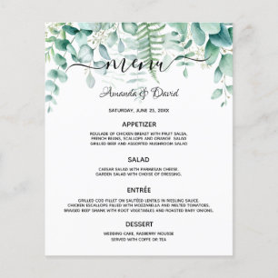 Menú boda eucalipto helechos de bosque de vegetaci