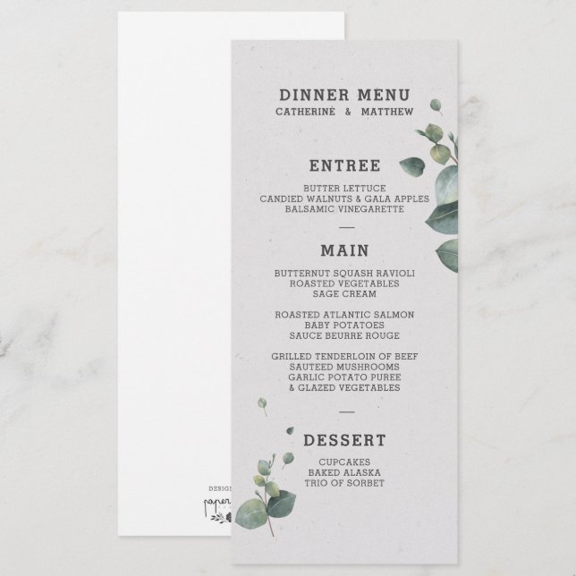 Menú Boda Eucalyptus (Anverso / Reverso)