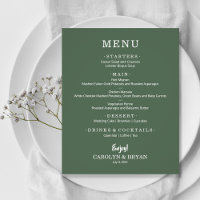 Menú Boda Evergreen simple y elegante