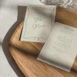 Menú Boda exclusivo retro manuscrito Whimsical Moderno<br><div class="desc">Un único menú retro de boda con un toque de color verde y moderno. Que presenta el diseño de plantillas de moda de fondo lechoso boho beige vintage y diseño de texto escrito a mano verde menta. Perfecto y a juego con la suite.</div>