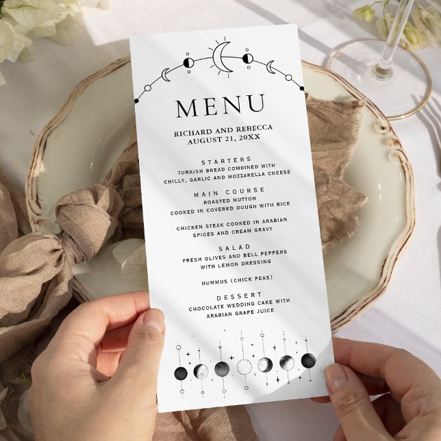 Menú Boda Fases de Luna Creciente Negro Blanco Celestia (Subido por el creador)
