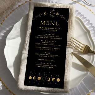 Menú Boda Fases de Luna Crescente Negro Celestial