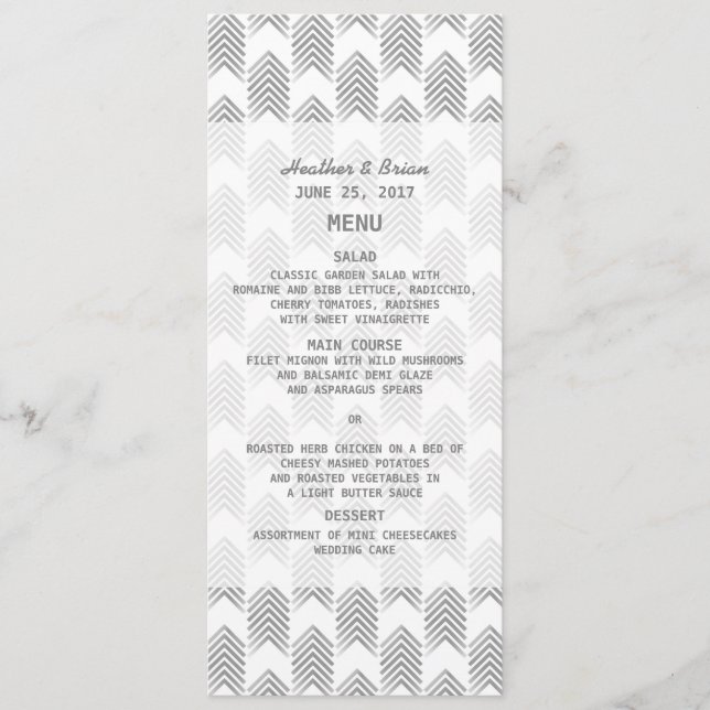 Menú Boda Flechas tribales grises (Anverso)