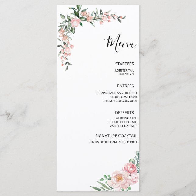 Menú Boda Flor de Rosa Rubor (Anverso)