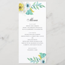 Boda floral acuarela azul amarillo y menta