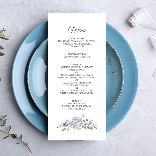 Menú Boda Floral Azul Dusty Botánico (Subido por el creador)