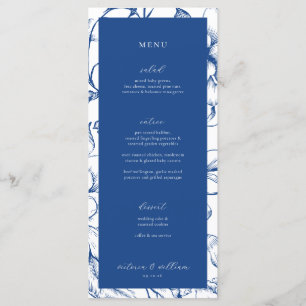 Menú Boda floral azul francés y gracias