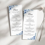 menú boda floral azul polvoriento<br><div class="desc">acuarela polvorienta floral azul con elegante texto negro. Personalice el texto y los colores de esta plantilla de programa de boda.</div>