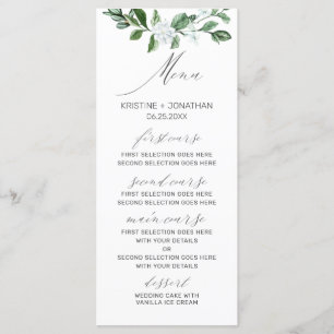 Menú Boda floral blanca de vegetación de sabores modern