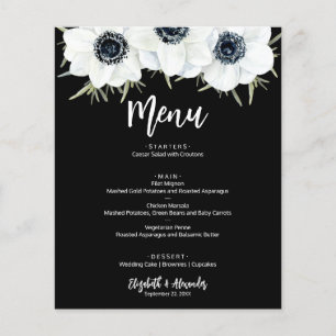 Menú Boda floral blanco y negro de presupuesto