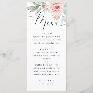 Menú Boda Floral Blush Jardín Botánico Romántico