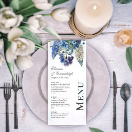 Menú Boda floral bohemiana azul-violeta