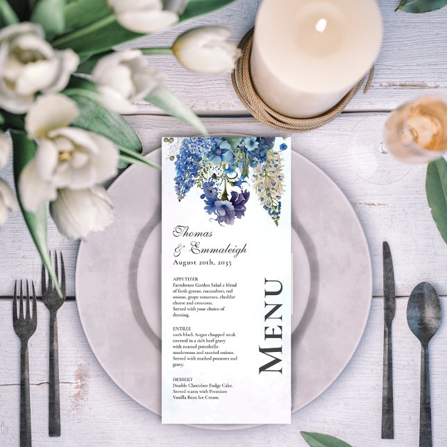 Menú Boda floral bohemiana azul-violeta (Subido por el creador)