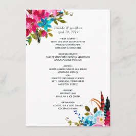 Menú Boda floral boho chic acuarela