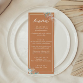 Menú Boda floral boho moderno y terroso