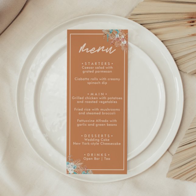 Menú Boda floral boho moderno y terroso (Subido por el creador)