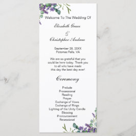 Menú Boda floral botánica floral de lavanda y eucalipto
