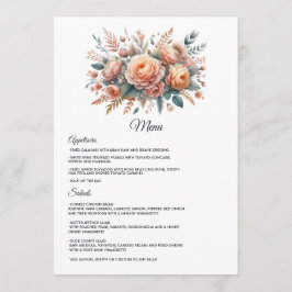 Menú Boda floral con fuzz de melocotón