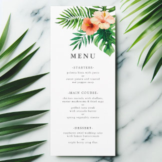 Menú Boda floral de acuarela tropical moderna