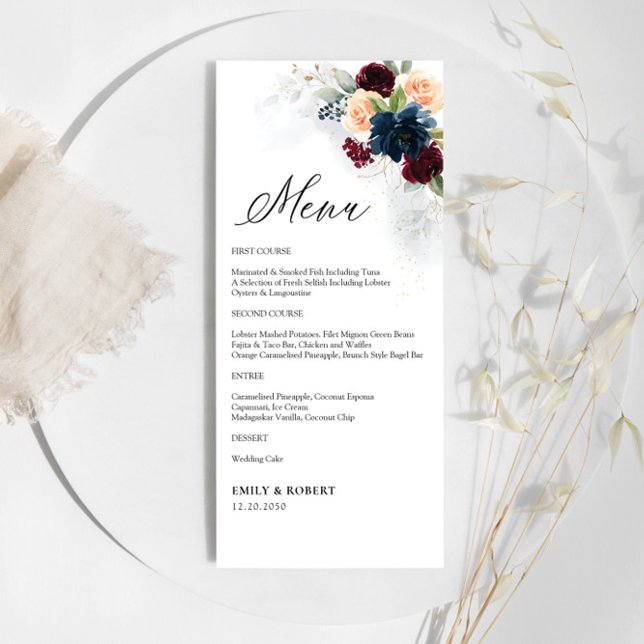 Menú Boda floral de Borgoña y Marina (Subido por el creador)