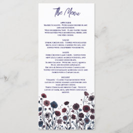 Menú Boda floral de Burgundy y azul con ambiente