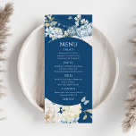 Menú Boda floral de color azul turbio y romántico<br><div class="desc">El romántico menú Boda floral Dusty Blue Watercolour incluye celeste azul polvoriento y flores delfinísimas con vegetación eucaliptica acentuada por mariposas. Agregue el texto personalizado en un guión moderno elegante.Vea la colección. Diseñado por Evco Studio www.zazzle.com/store/evcostudio</div>
