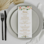 menú boda floral de color de agua<br><div class="desc">diseño floral moderno. Elegantes rosas acuarelas de color rosa. Puede personalizar el texto y los colores.</div>