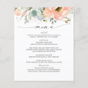 Menú Boda floral de color paleta